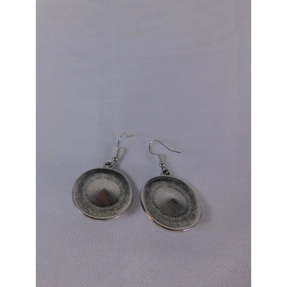 Boho Dangle Earrings Silver Tone Faceted Black Stone Statement Beaded Pierced Wo - Picture 5 of 7